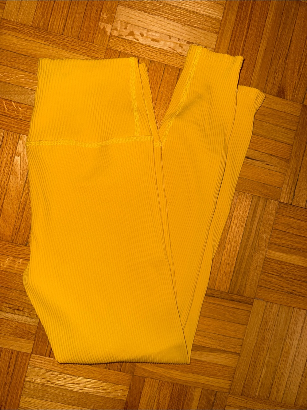 Carbon38 Bright Yellow Ribbed Leggings